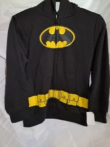 BATMAN DC COMICS SUPER HERO CLASSIC LOGO ZIPPERED HOODIE SWEATSHIRT YOUTH MED - Picture 1 of 3
