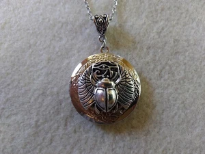 Scarab Locket Necklace Ancient Egypt with Third Eye of Horus Amulet - Picture 1 of 10