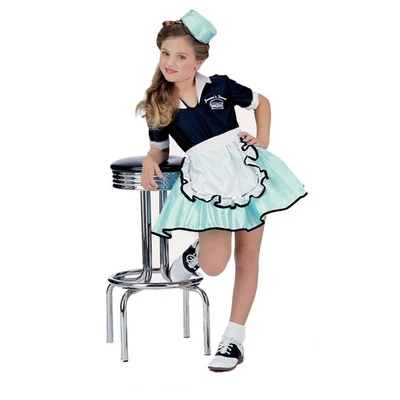 Vestido de Halloween para adolescentes de tienda de refrescos retro vintage de Car Hop de la década de 1950 para niñas Foto 1 de 3