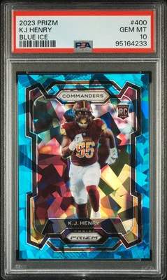 2023 Panini Prizm #400 KJ Henry Blue Ice /99 Rookie PSA 10 GEM MINT - Image 1 of 2