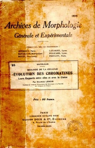 Archives de Morphologie générale et expérimentale fascicule 25: Biologie de - Picture 1 of 1