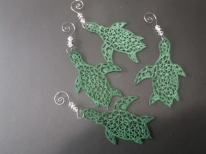 4er Set bestickte Spitze Schildkröte Christbaumschmuck 5" x 3" mit Aufhänger - Bild 1 von 2