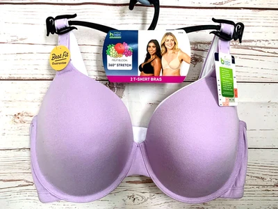 LOTE de 2 Sujetadores Camiseta Fruit of the Loom Sujetador Acolchado UW Talla XXL NUEVO CON ETIQUETAS Blanco y Lila Foto 1 de 3