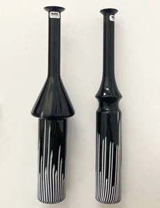 VeArt Pair Murano Glass Vase Venezia Modern black and white pattern H40cm 41cm - Picture 1 of 11