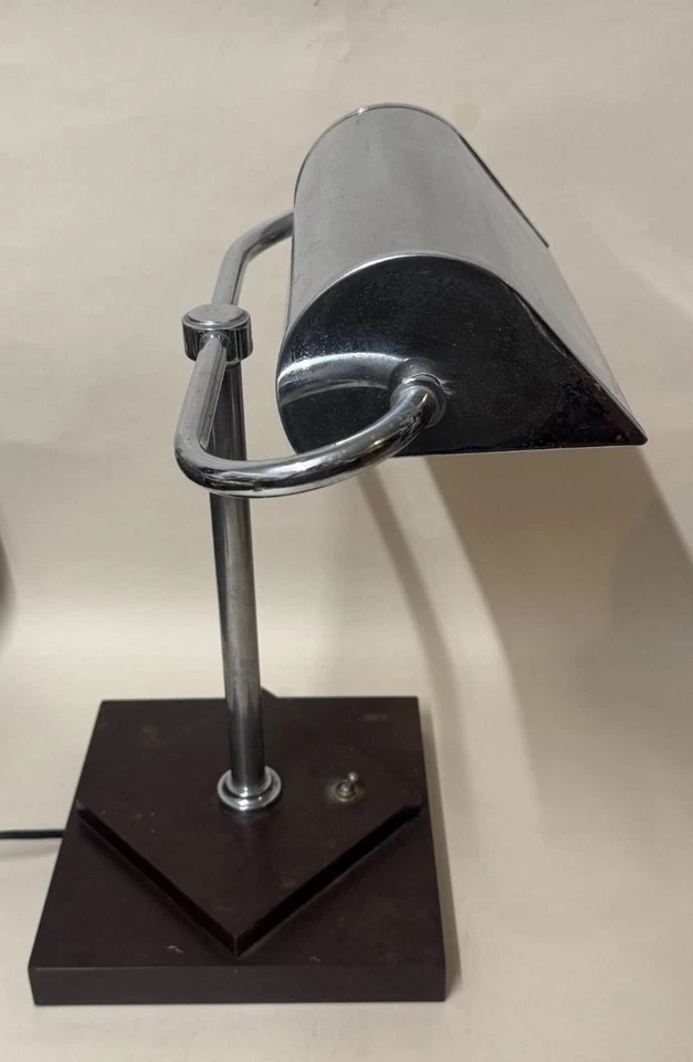 Art Deco Banker's Lamp / Desk Light Chrome & Bakelite 1930s Bauhaus Era - Image 1 of 1