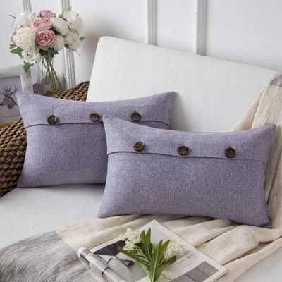 Phantoscope Farmhouse Throw Pillow Covers 20 x 12 (Pack of 2), Light Purple  - Image 1 of 4