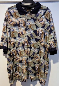 Bobby Jones Vintage Golf Themed Polo Shirt XL All Over Golfer Print Made Italy - Bild 1 von 8