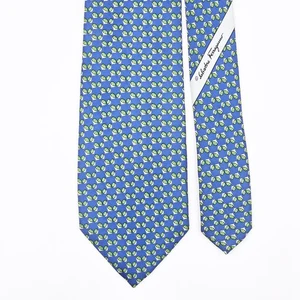 Corbata Salvatore Ferragamo Limón sobre Seda Azul - Imagen 1 de 8