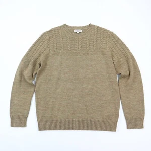 J. Crew Wallace & Barnes Wool Blend Crewneck Sweater Cable Solid Brown Green XL - Picture 1 of 5