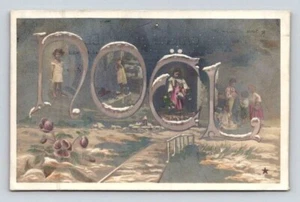 RPPC Noel Large Letter Christmas - Sent to Montréal Canada Postcard - Picture 1 of 2