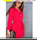 Red Summer Party Frill Dress New 14-16