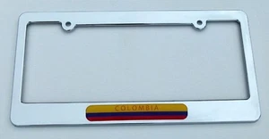 Colombia Colombian Flag plastic chrome plated Car License plate frame holder TB - Imagen 1 de 2