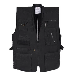 Safari Outback Vest Deluxe Black Stone Washed Canvas - Picture 1 of 2
