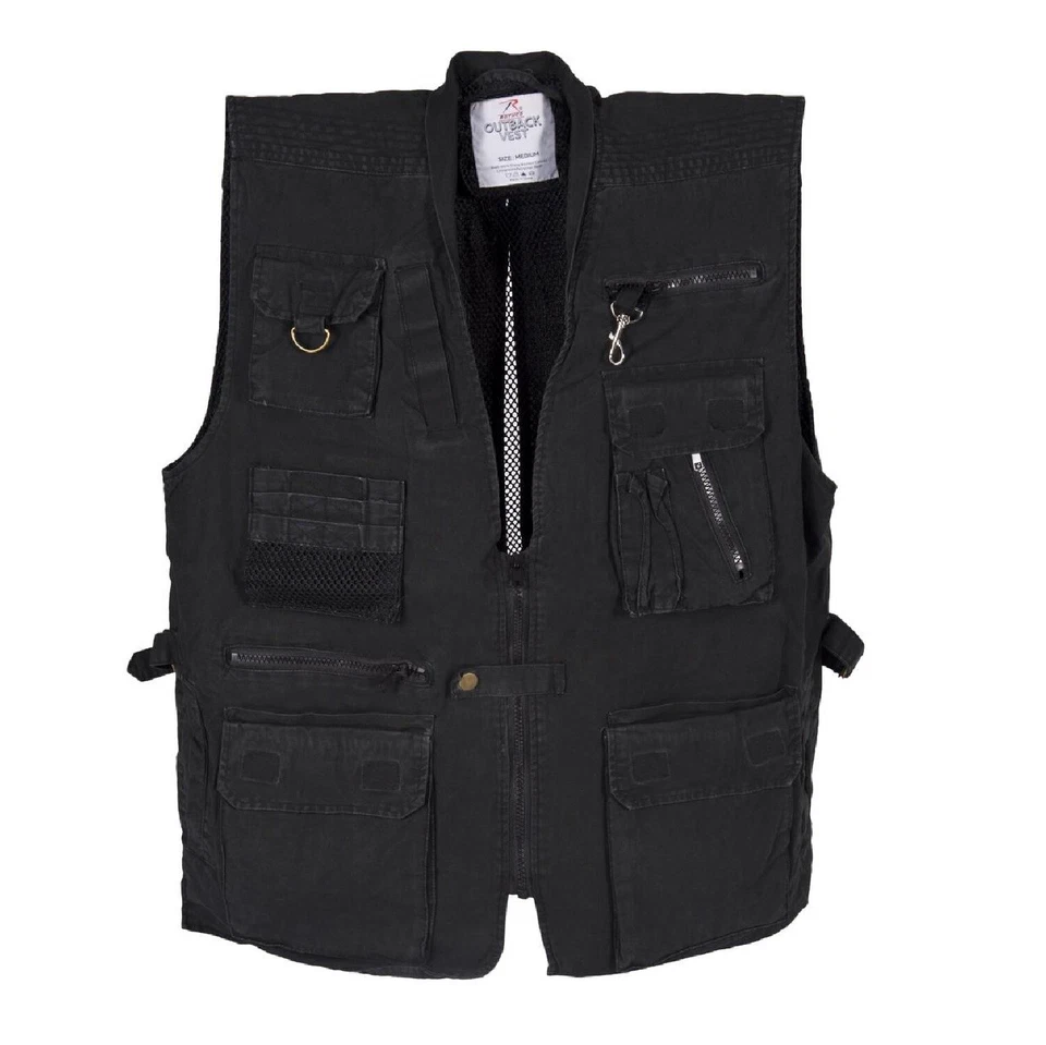 Safari Outback Vest Deluxe Black Stone Washed Canvas - Image 1 of 2