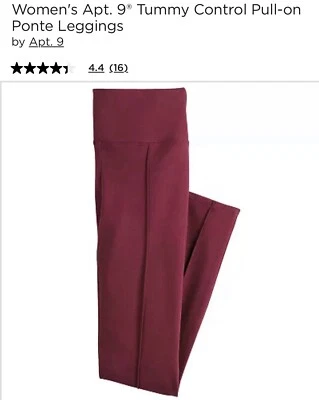 NWT WOMENS APT.9 PONTE LEGGINGS TUMMY CONTROL PULL ON LEGGINGS SIZE M - Image 1 of 2