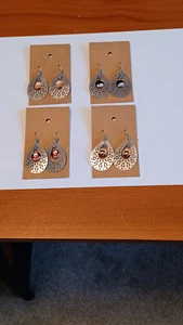 cat cabochon tear drop earrings 2 - Picture 1 of 8