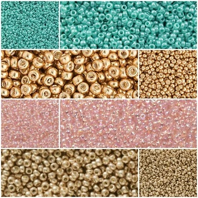 Miyuki 11/0 Japanese Seed Beads - 10g & 5g Gold, Rose, Turquoise, Champagne - Image 1 of 4