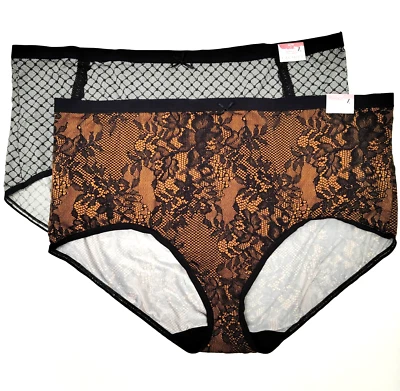 LANE BRYANT CACIQUE Extra Soft No-Show Full Brief Panties 34/36 Lace Print Panty - Image 1 of 4