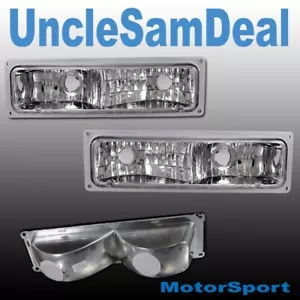 FOR CHEVY C/K TRUCK TAHOE SUBURBAN CLEAR CHROME CORNER SIGNAL LIGHTS DIRECT FIT - Bild 1 von 1