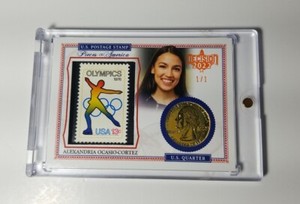 2022 Decision Orange Foil Alexandria Ocasio-Cortez Stamp Quater 1/1