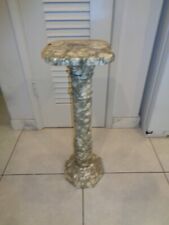 Vintage Marble Yellow/White Veined Column Pedestal Table (26 by 9")