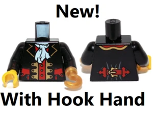 LEGO Pirate Torso Body Part Ascot Captain Gold Hook Hand Arms Minifigure - Picture 1 of 1