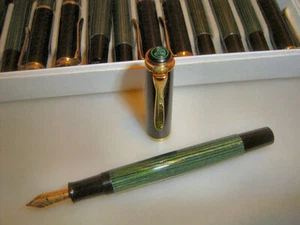 Pelikan M400 fountain pen, green striped, old style, SPECIAL SPRINGS AVAILABLE! - Picture 1 of 17