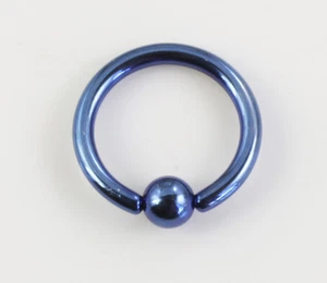 1 Blue Titanium Plated Over Surgical Steel CBR Captive Ring 16g 8mm #RT8 - Picture 1 of 1