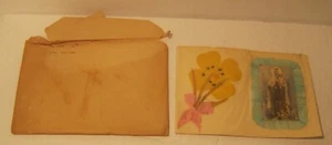 Vintage handgefertigte GRUSSKARTE religiöse Ikone VIETNAM? w Umschlag!! KEINE RESERVIERUNG!! - Bild 1 von 5