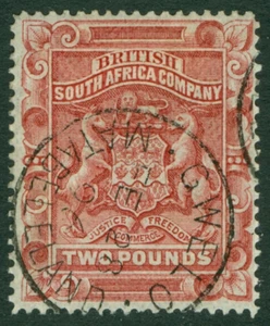 SG 11 Rhodesia 1892. £2 rose-red. A very fine used CDS example CAT £180 - Picture 1 of 1