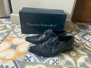 Mens Paolo Vandini Navy Blue Pointed Toe Lace Up Shoes UK 8 EU 42 - Picture 1 of 7