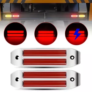 2x Chrome Rear Red Fog Light LED Tail Light 12V 24V Truck Car Van Bus Trailer 6" - Picture 1 of 16