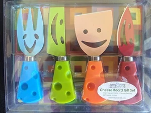 ENTERTAINING CHEESE BOARD GIFT SET, CHEESE BOARD & 4 KNIVES, HAPPY SET, LP:$30 - Picture 1 of 7