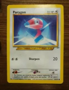 TARJETA COLECCIONABLE DE COLECCIÓN RARA PORYGON POKEMON NEO DESTINY 78/105 PRIMERA EDICIÓN BÁSICA - Imagen 1 de 2