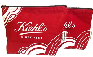 2 x Kiehl's  ~ Limited Edition Red  Canvas Cosmetic Bag  New.. Set of 2 - Picture 1 of 4