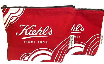 2 x Kiehl's  ~ Limited Edition Red  Canvas Cosmetic Bag  New.. Set of 2 - Image 1 of 4
