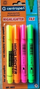 4 Textmarker - gemischte Farben - Textmarkierer- Centropen - Highlighter - NEU - Bild 1 von 1