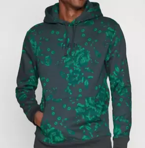 Mens Gap Gray Green Floral Hoodie Pullover Sweater M Heavy - Picture 1 of 13