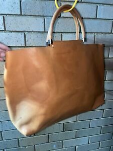 Saba Tan Leather Extra Large Shopper Tote Bag