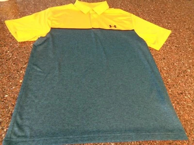 Camisa polo de golf Under Armour para hombre mediana naranja y verde excelente estado usada en excelente estado Foto 1 de 4