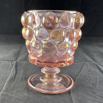 VTG Westmoreland Fairy Lamp Bottom Only Pink Iridescent Thousand Eye Hobnail - Image 1 of 4