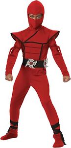 Stealth Ninja Red Martial Arts Warrior Fancy Dress Up Halloween Child Costume