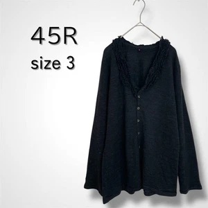Cárdigan negro 45R, talla 3, 45 R, cuello en V, con rasgaduras - Imagen 1 de 14
