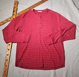 Marine Layer Shirt Mens Medium Red Blue Striped Pullover Casual Preppy Button - Picture 1 of 11