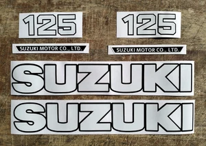 SUZUKI 1973 - 1979 TS125 1972 - 1977 TC125 FUEL TANK SIDE COVER DECAL LABEL SET - Picture 1 of 5