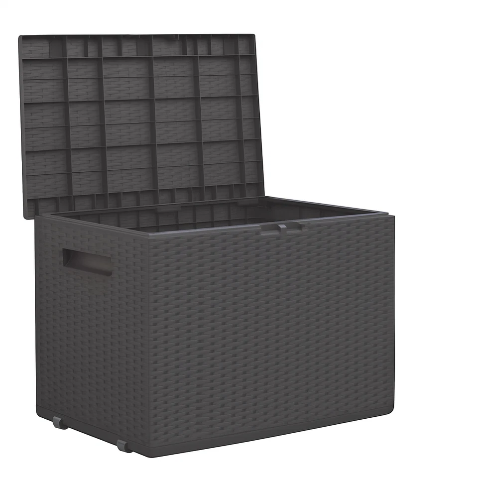 dynamic24 Auflagenbox Rattan Optik 120cm | Gartentruhe Kunststoff