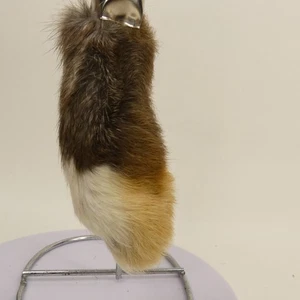 Ciondolo portachiavi premium vero piede di coniglio fortunato punta bianca marrone naturale AEKY2 - Foto 1 di 10