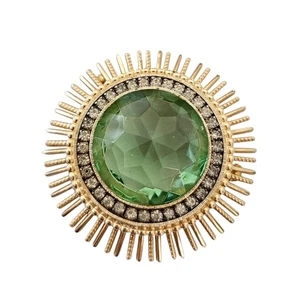 Runde geformte Glas Brosche Sputnik Stil Strass Heiligenschein, Uran Vintage Anstecknadel - Bild 1 von 9