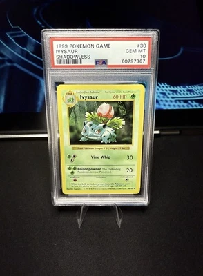 PSA 10 GEM MT Ivysaur #30 Base Set Shadowless Pokemon TCG 1999 - Image 1 of 2