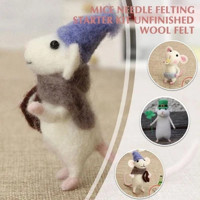 Beginner's Mouse Needle Felting Kit DIY Wool Felt Craft GTR8 Gift DeG7 X9Q T1K2 - Image 1 of 4